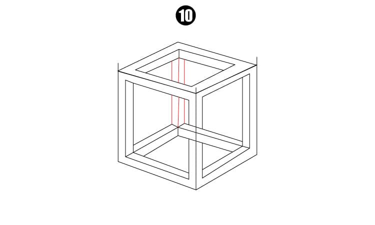 How to Draw 3D Impossible Cube Step 10