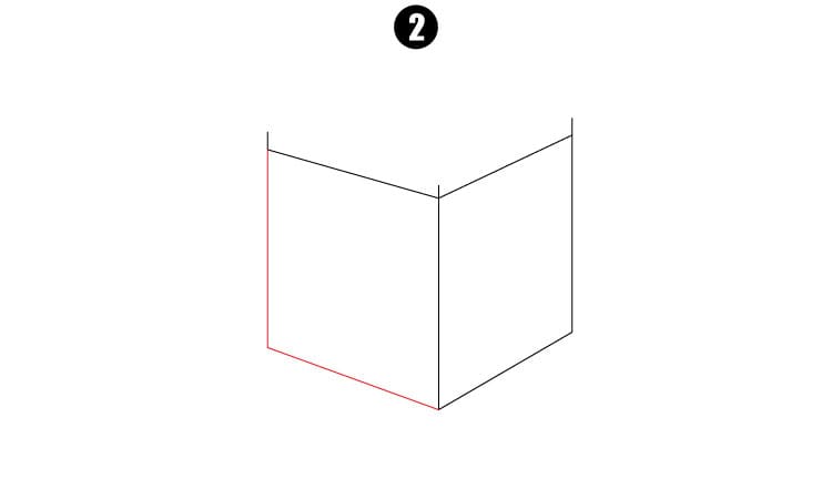 How to Draw 3D Impossible Cube Step 2