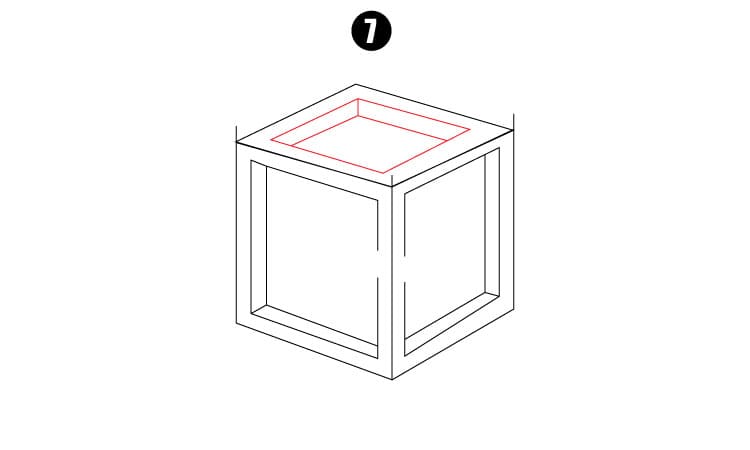 How to Draw 3D Impossible Cube Step 7
