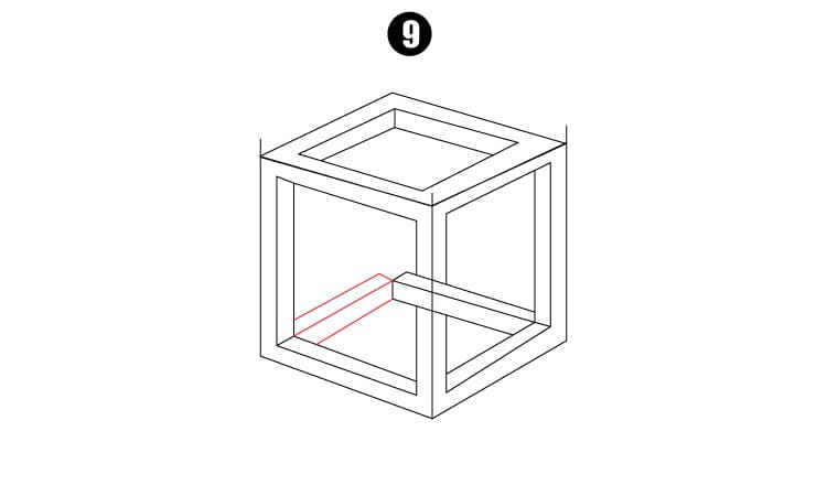 How to Draw 3D Impossible Cube Step 9