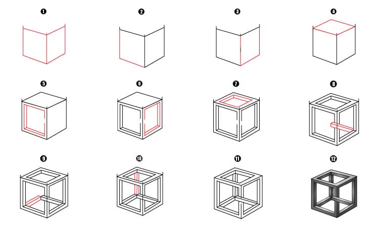 How to Draw 3D Impossible Cube Step By Step