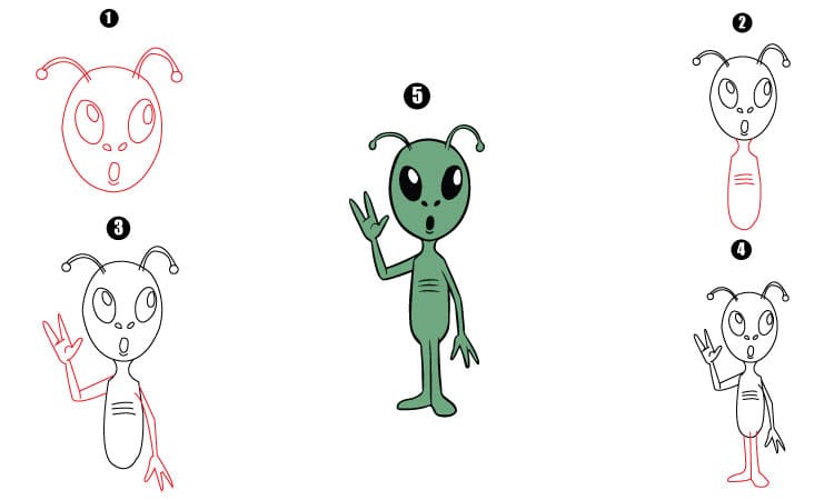 Alien Drawing Step by Step