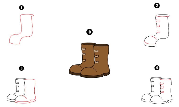 Boots Drawing Step By Step