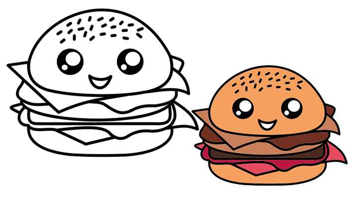 Cute Hamburger Drawing