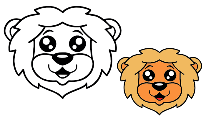 Cute Lion Face Drawing