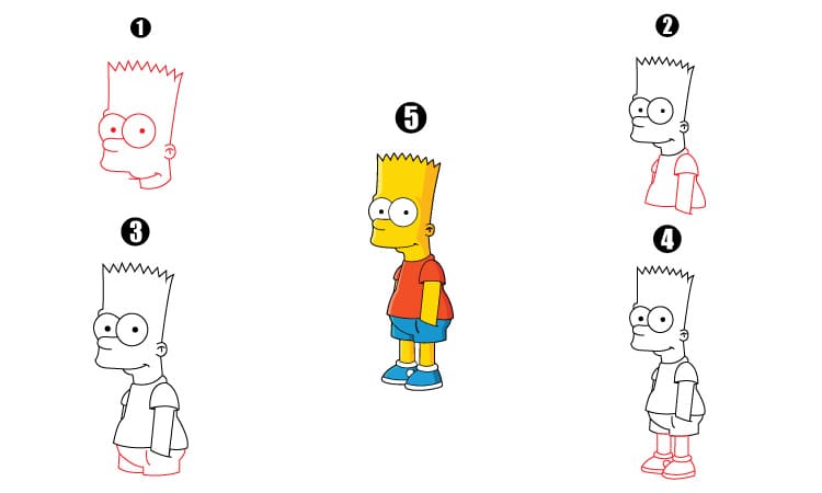 How to draw BART SIMPSON step by step, EASY 