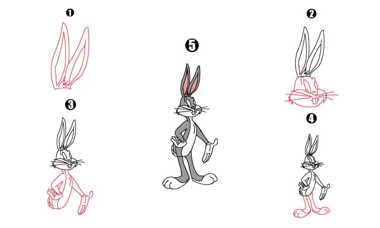 Bugs Bunny Drawing -A Step By Step Guide - Cool Drawing Idea