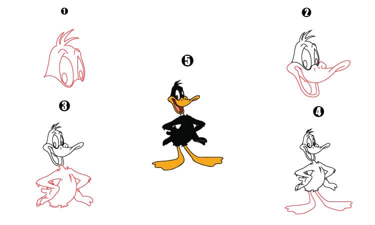 Daffy Duck Drawing Step By Step