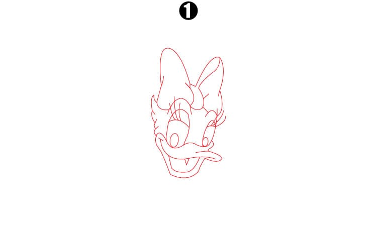 Daisy Duck Drawing Step1