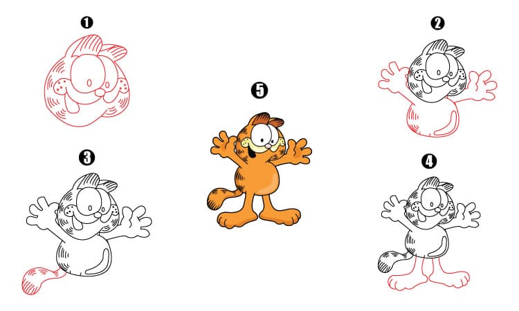 Garfield Drawing Step By Step