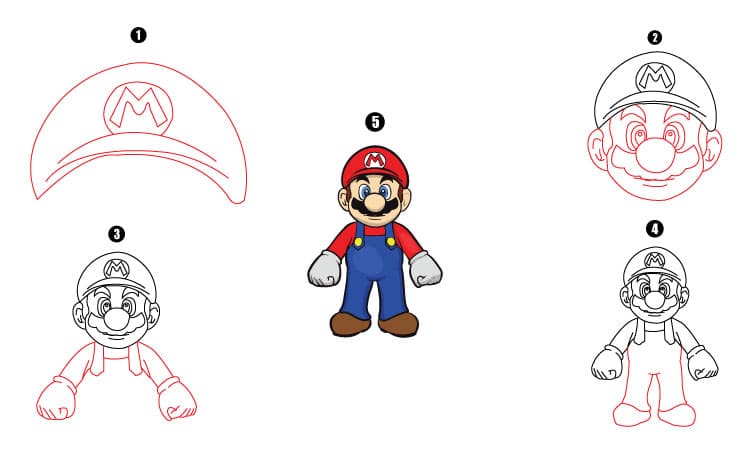 Mario Drawing Step By Step