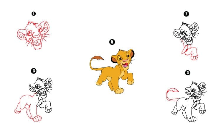 Simba Drawing A Step By Step Tutorial Cool Drawing Idea