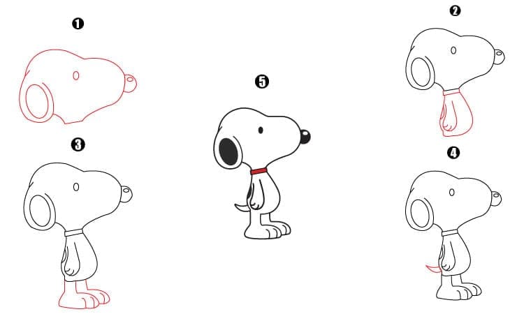 Snoopy Drawing Step By Step