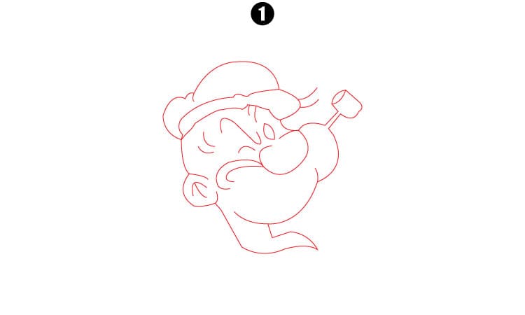 Popeye Drawing Step 1