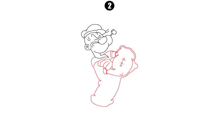 Popeye Drawing Step 2