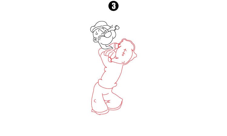 Popeye Drawing Step 3