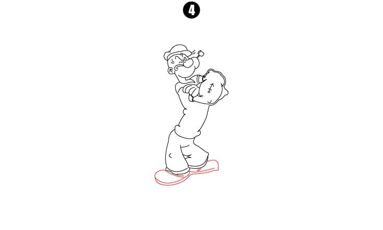 Popeye Drawing Step 4