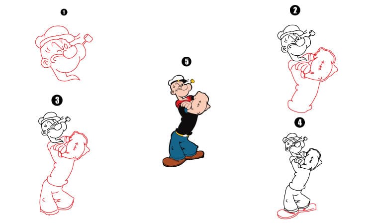 Popeye Drawing tutorial