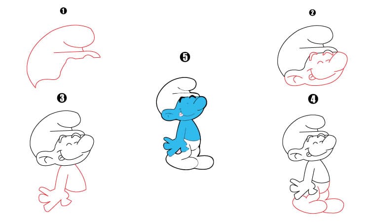 Smurf Drawing Step By Step