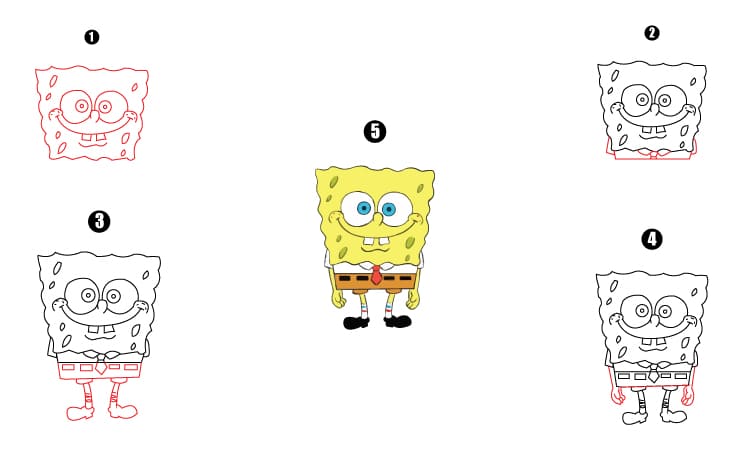 How to DRAW SPONGEBOB and PATRICK STAR step by step - YouTube