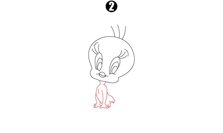 Tweety Bird Drawing Step 2