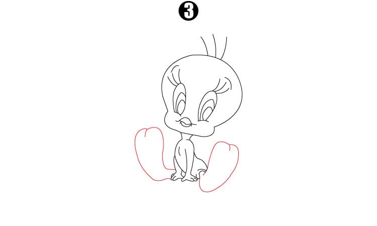 Tweety Bird Drawing Step 3