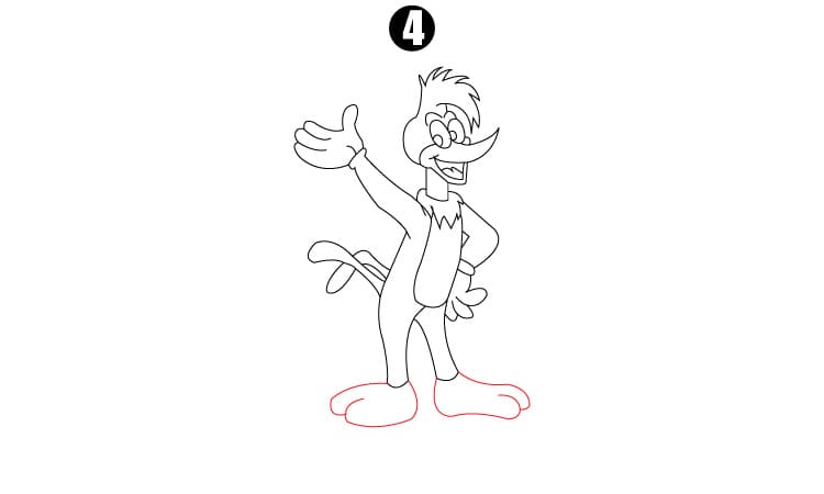 Woody WoodPecker Drawing Step 4 