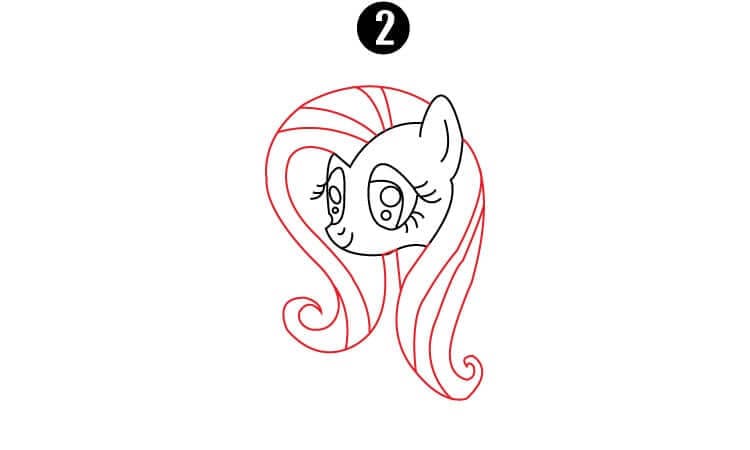Fluttershy drawing Step 2