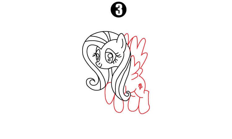 Fluttershy drawing step 3