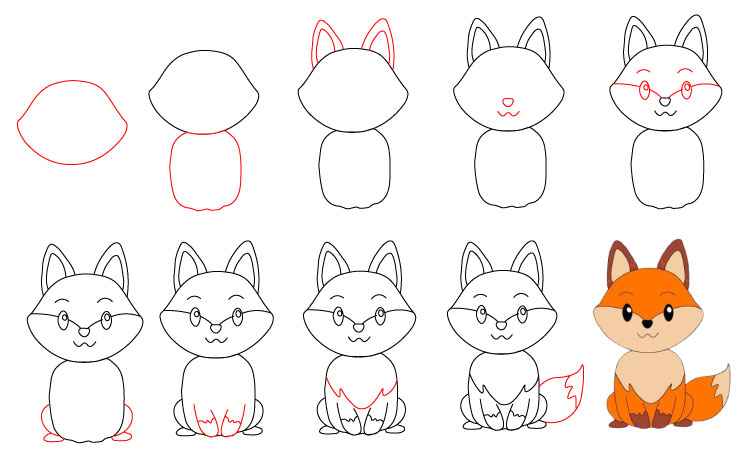 Cartoon Fox Drawing easy
