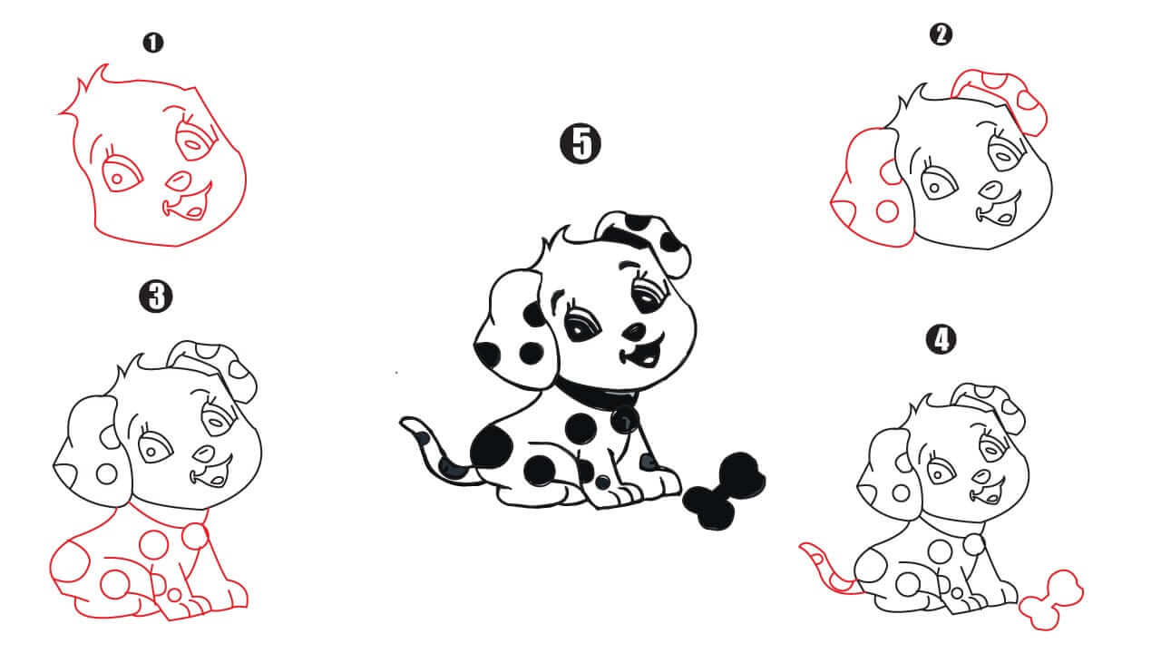 Dalmation drawing step by step