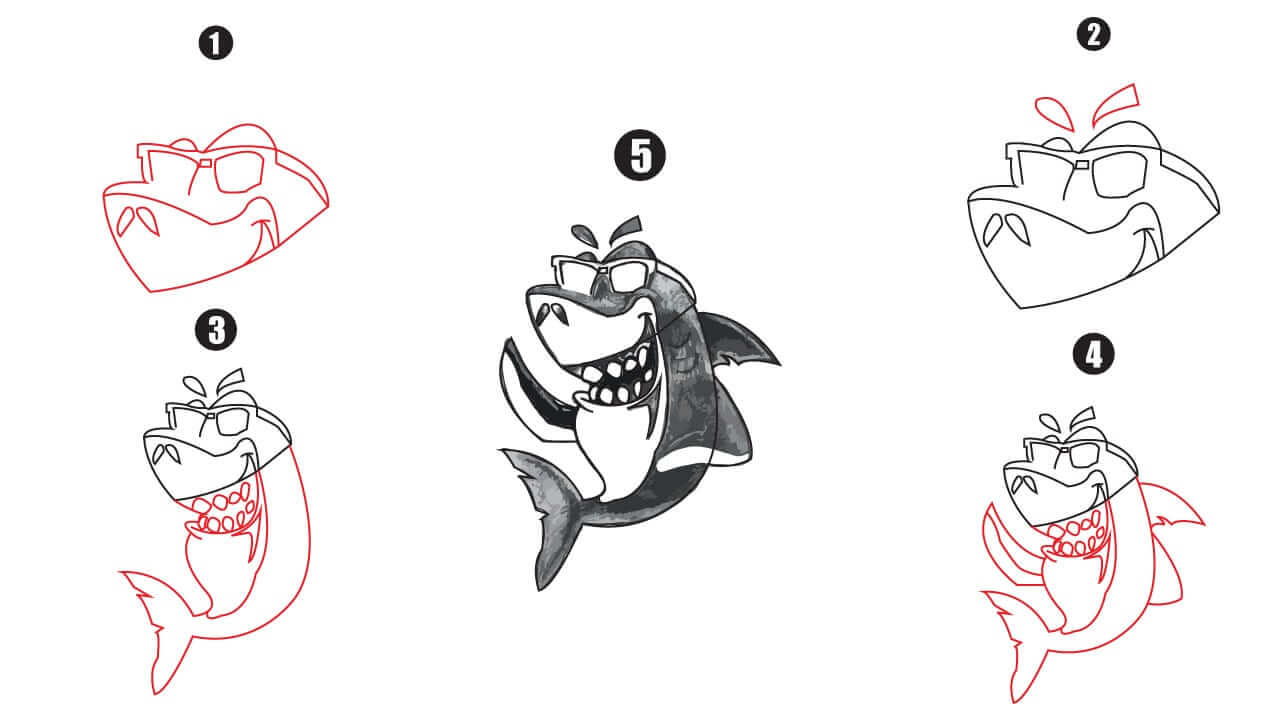 shark drawing step by step
