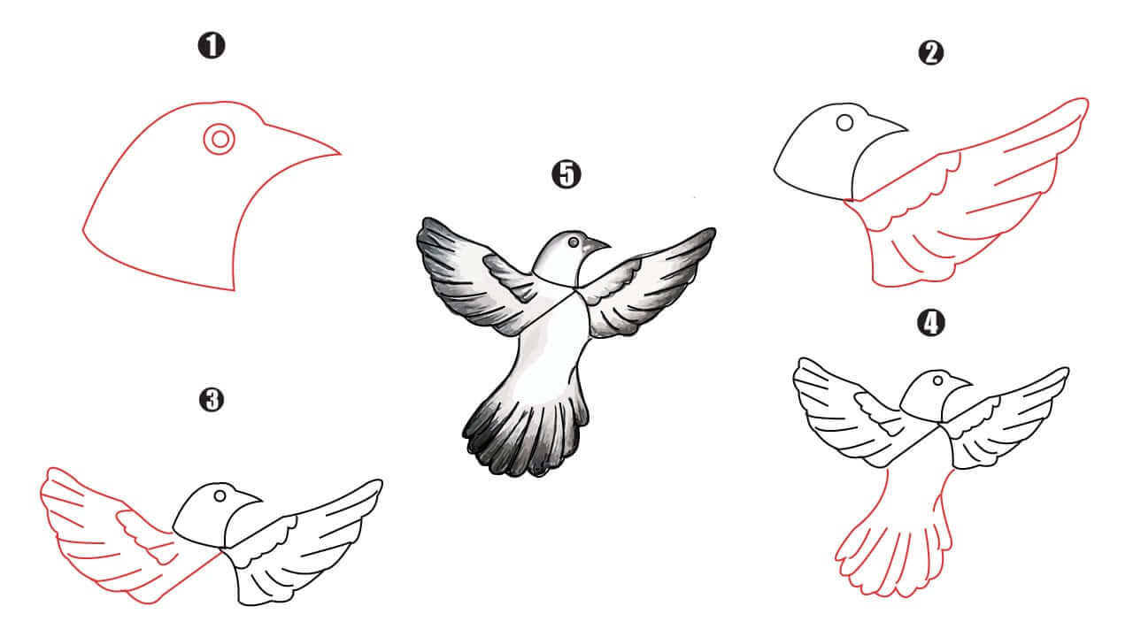 realistic bird flying drawing - Clip Art Library-saigonsouth.com.vn