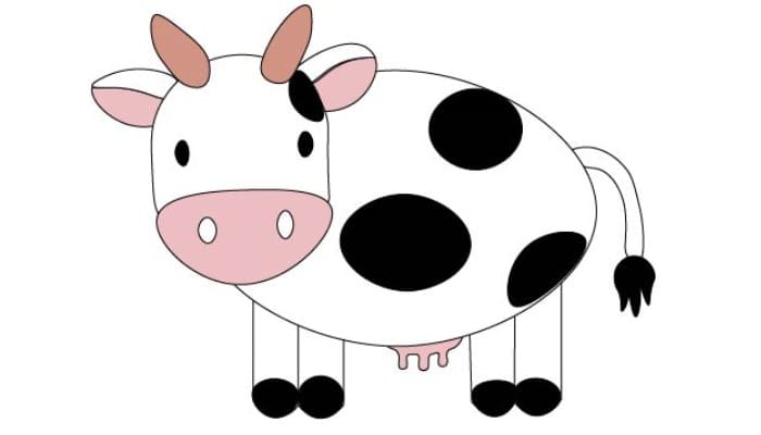 easy cartoon cow drawing