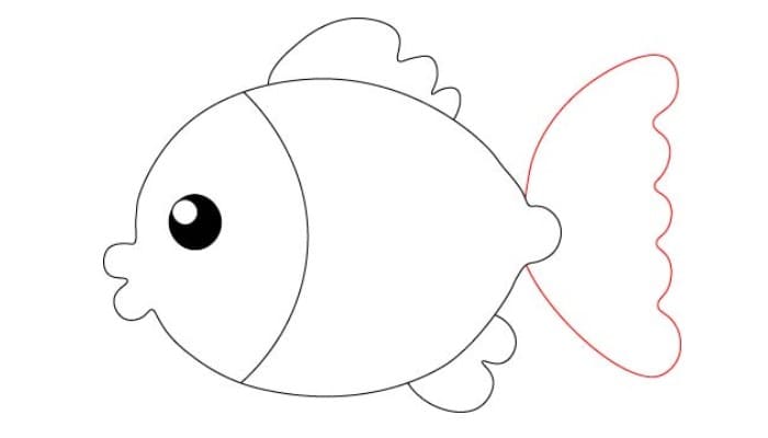cartoon fish drawing step 7