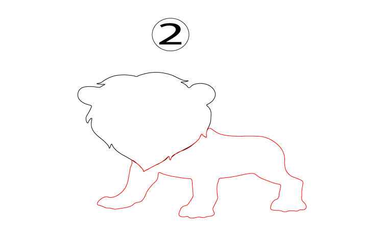 Roaring Lion Drawing Step 2