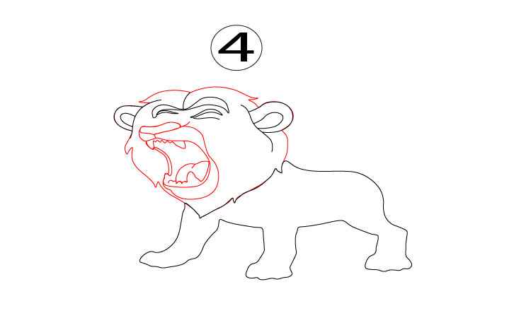 Roaring Lion Drawing step 4