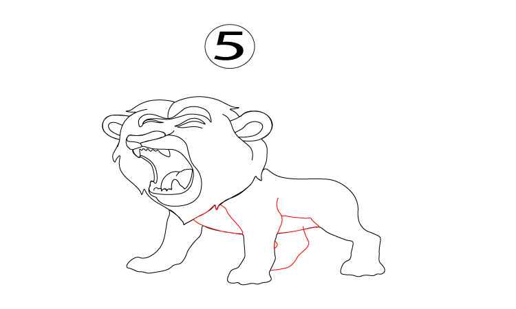 Roaring Lion Drawing Step 5