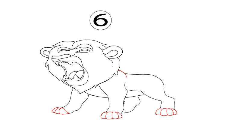 Roaring Lion Drawing step 6