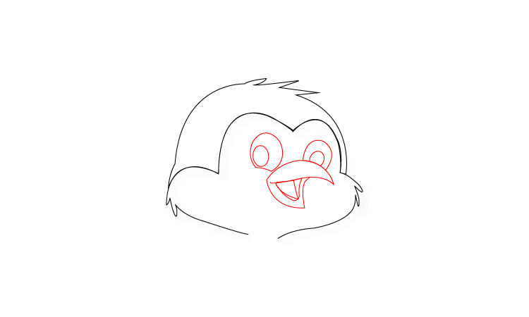 Cute bird face Drawing step 2