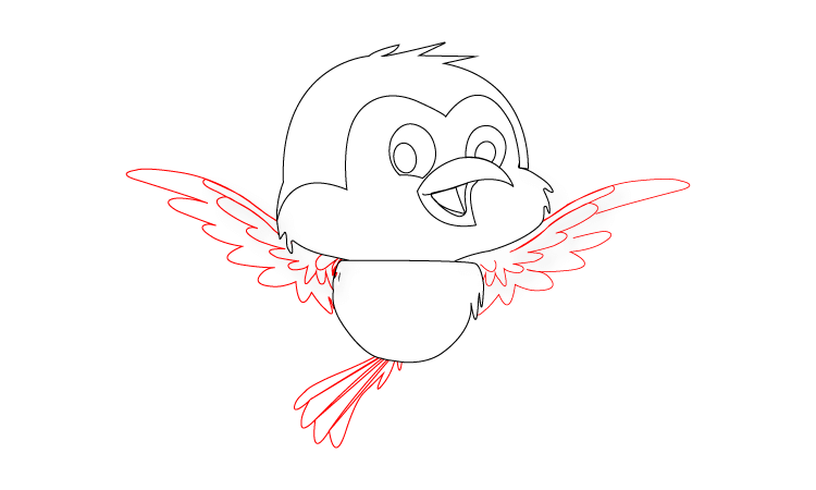Cute bird Drawing step 4